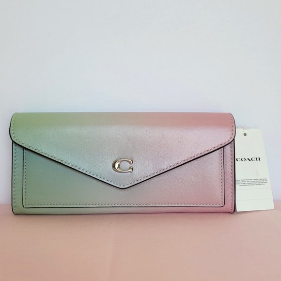 COACH Handbags - COACH Wyn Envelope Ombre Soft Smooth Leather Wallet- Pale Pistachio Multi